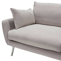 Rena RF 2PC Sectional in Light Flax Fabric w/ Feather Down Seating & Brushed Metal Legs - Luxury Living Collection