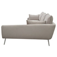 Rena RF 2PC Sectional in Light Flax Fabric w/ Feather Down Seating & Brushed Metal Legs - Luxury Living Collection
