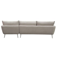 Rena RF 2PC Sectional in Light Flax Fabric w/ Feather Down Seating & Brushed Metal Legs - Luxury Living Collection