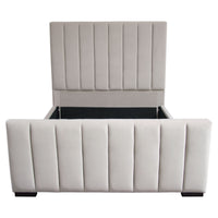 Ophelia Vertical Tufted Light Grey Velvet Bed - Luxury Living Collection