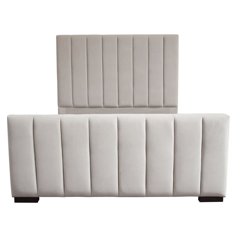 Ophelia Vertical Tufted Light Grey Velvet Bed - Luxury Living Collection