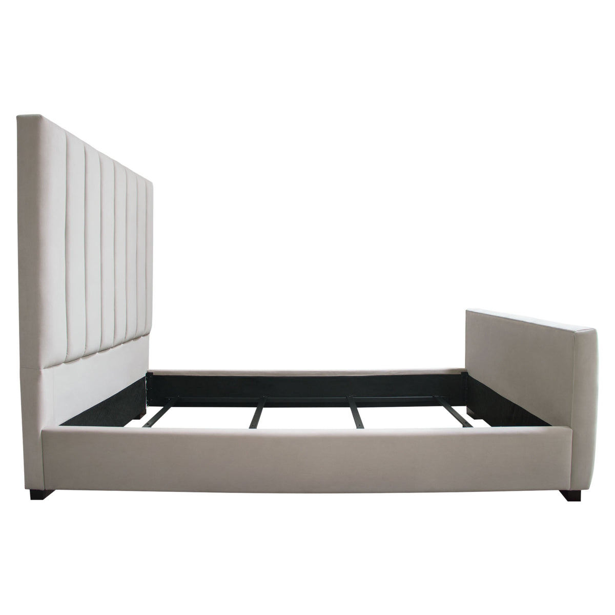 Ophelia Vertical Tufted Light Grey Velvet Bed - Luxury Living Collection