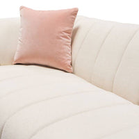 Ophelia 98" Cream Fabric Sofa With Pillows & Gold Finished Metal Base - Luxury Living Collection