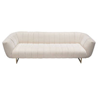 Ophelia 98" Cream Fabric Sofa With Pillows & Gold Finished Metal Base - Luxury Living Collection