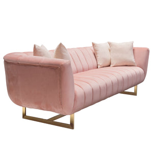 Ophelia Blush Pink Velvet Sofa - Luxury Living Collection