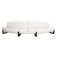 Ophira 2PC Modular Curved Armless Chaise in Faux White Shearling w/ Black Wood Leg Base - Luxury Living Collection