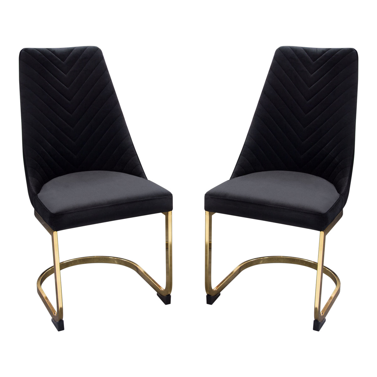 Zuzi Black Velvet with Polished Gold Dining Chair (Set of 2) - Luxury Living Collection