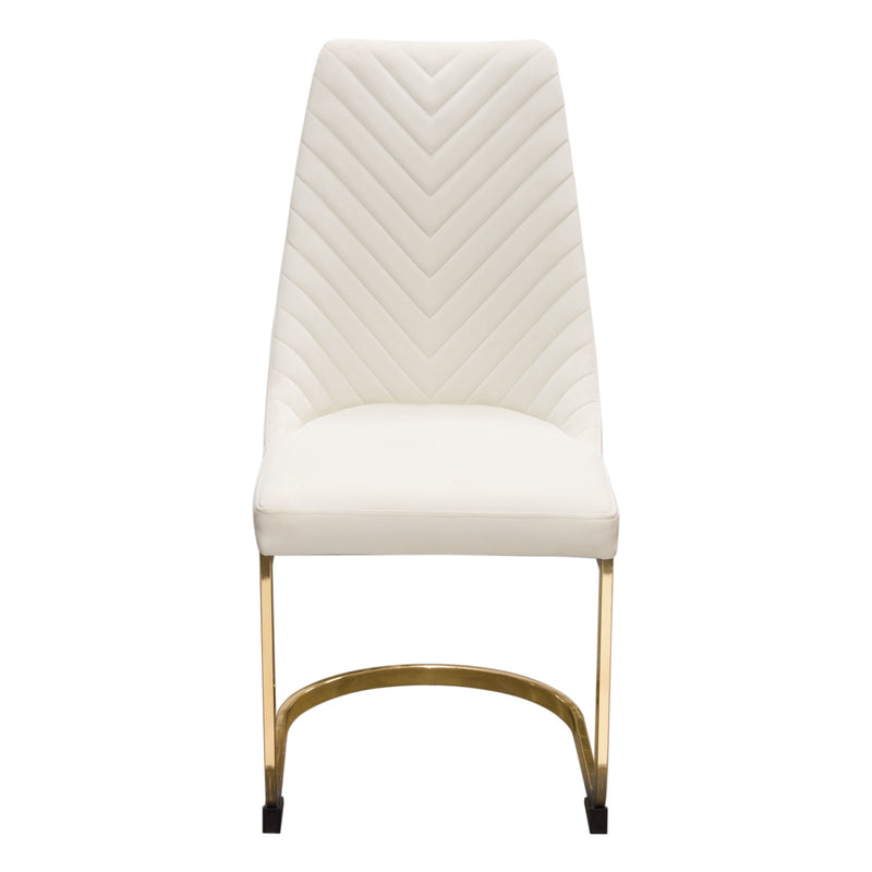 Zuzi Cream Velvet with Polished Gold Metal Dining Chair (Set of 2) - Luxury Living Collection