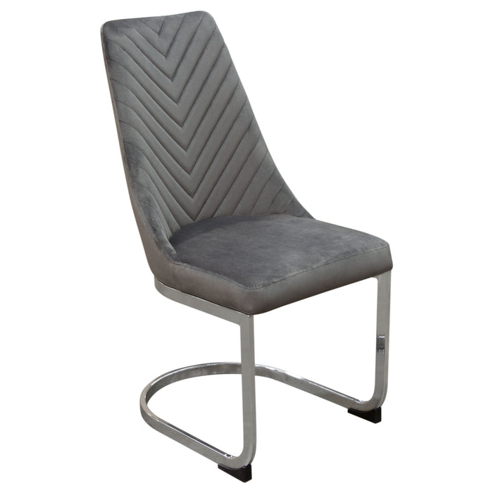 Zuzi Grey Velvet with Polished Silver Dining Chair (Set of 2) - Luxury Living Collection