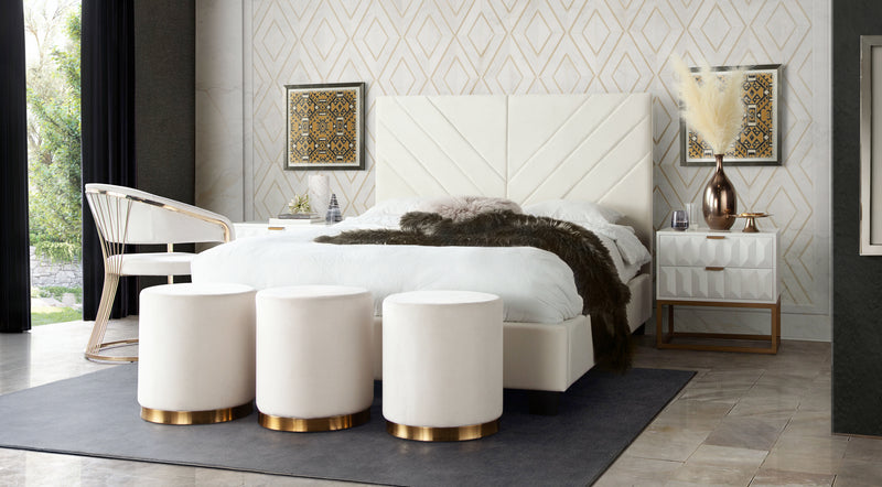 Zuzi Light Cream Velvet Bed