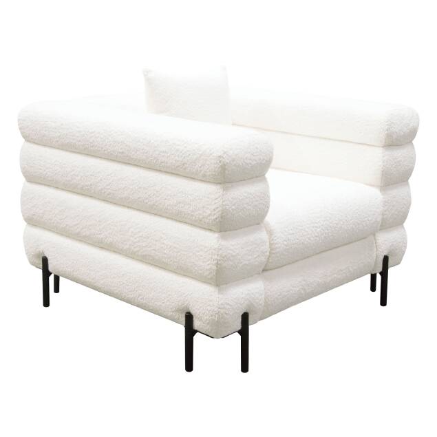 Winora Chair in Faux White Shearling w/ Black Powder Metal Legs - Luxury Living Collection