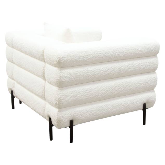 Winora Chair in Faux White Shearling w/ Black Powder Metal Legs - Luxury Living Collection