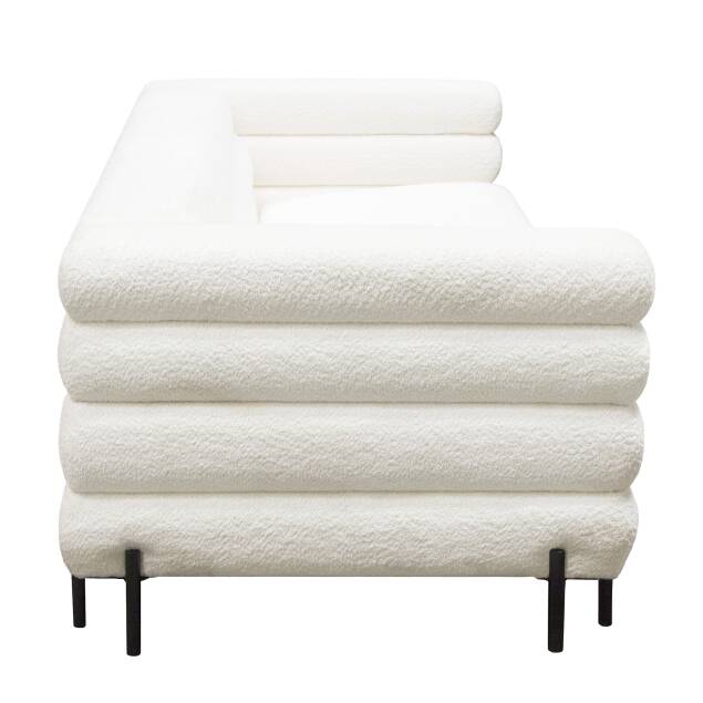 Winora Sofa in Faux White Shearling w/ Black Powder Metal Legs - Luxury Living Collection