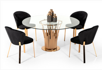 Wilfred Modern Black Velvet & Rosegold Dining Chairs (Set of 2)