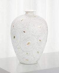 Alaina White Porcelain Vase with Gold - Luxury Living Collection