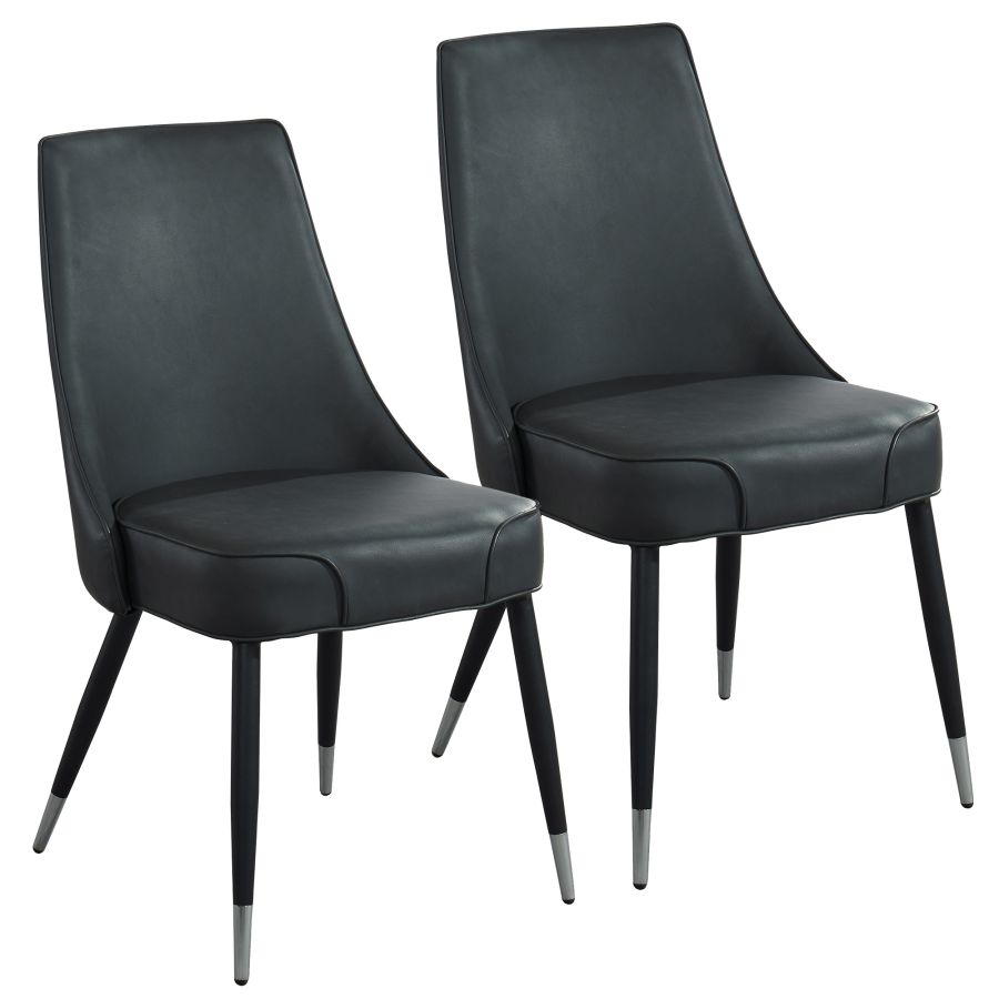 Daleyza Vintage Grey Faux Leather Side Chairs (Set of 2)