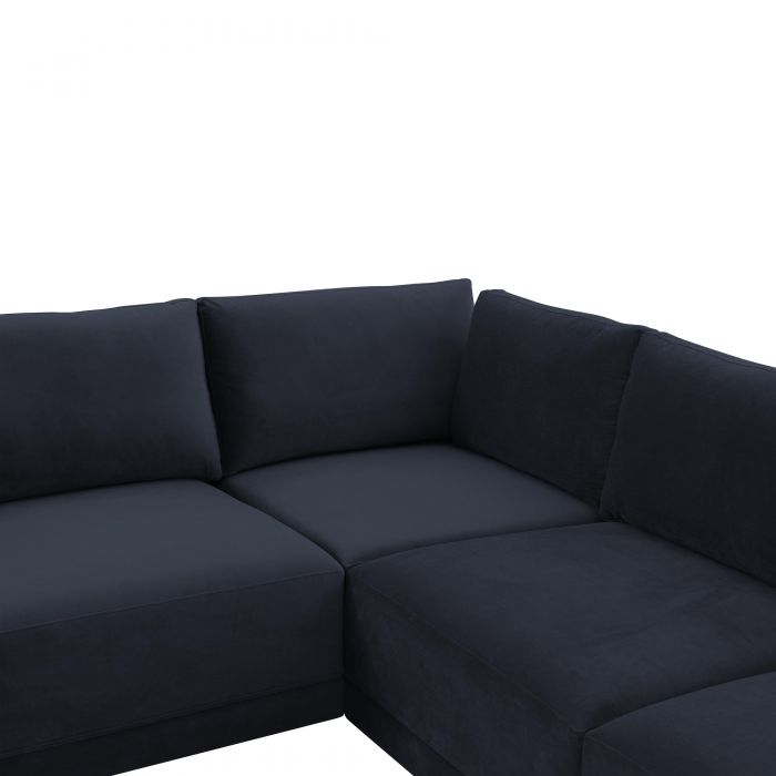 Valentina Navy Velvet Modular Large U Sectional Sofa - Luxury Living Collection