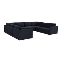 Valentina Navy Velvet Modular Large U Sectional Sofa - Luxury Living Collection