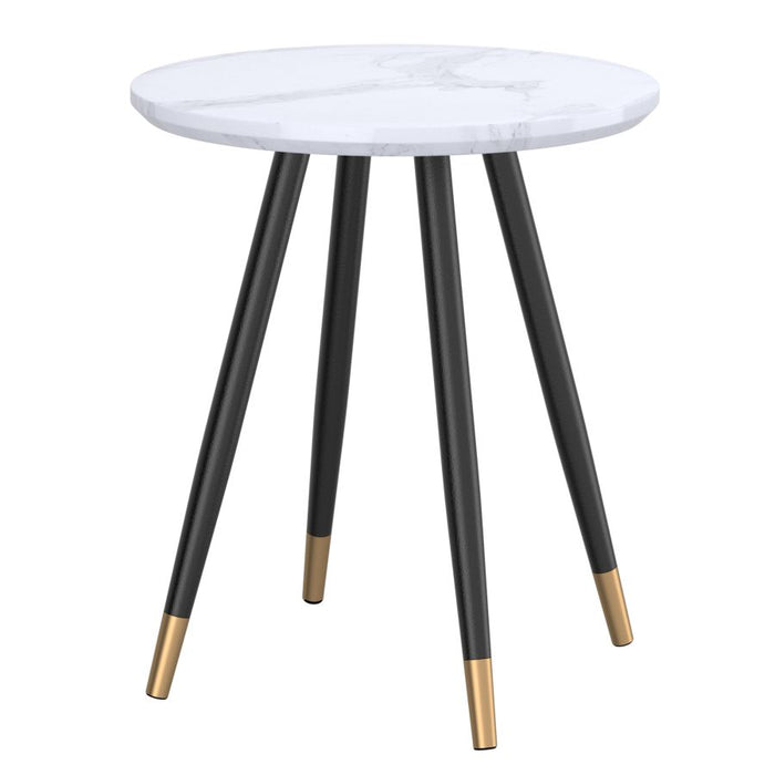 Itzel White and Matte Black Round Accent Table