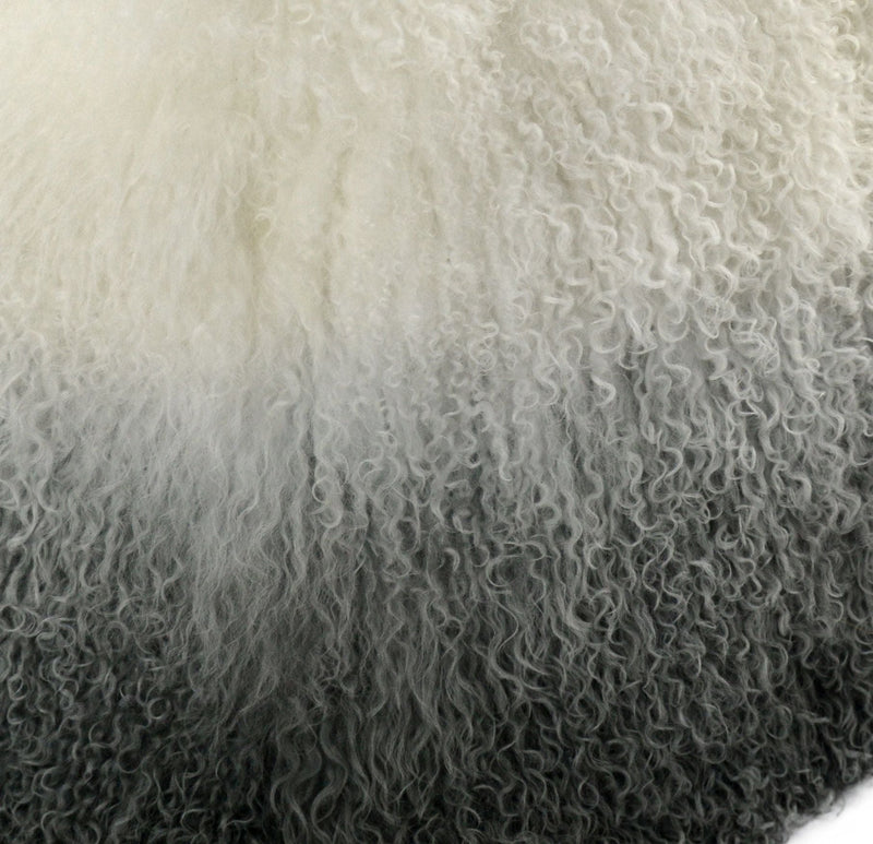 January White to Black Sheep Fur Pouf - Luxury Living Collection