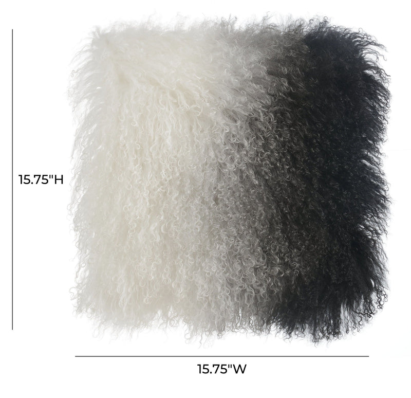 January White to Black Sheep Fur Pillow - Luxury Living Collection