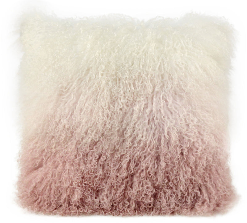 January White to Blush Sheep Fur Pillow - Luxury Living Collection