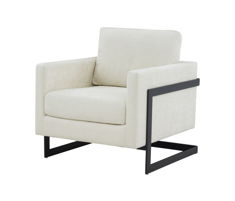 Haidee Contemporary Cream & Black Fabric Accent Chair