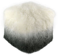 January White to Black Sheep Fur Pouf - Luxury Living Collection