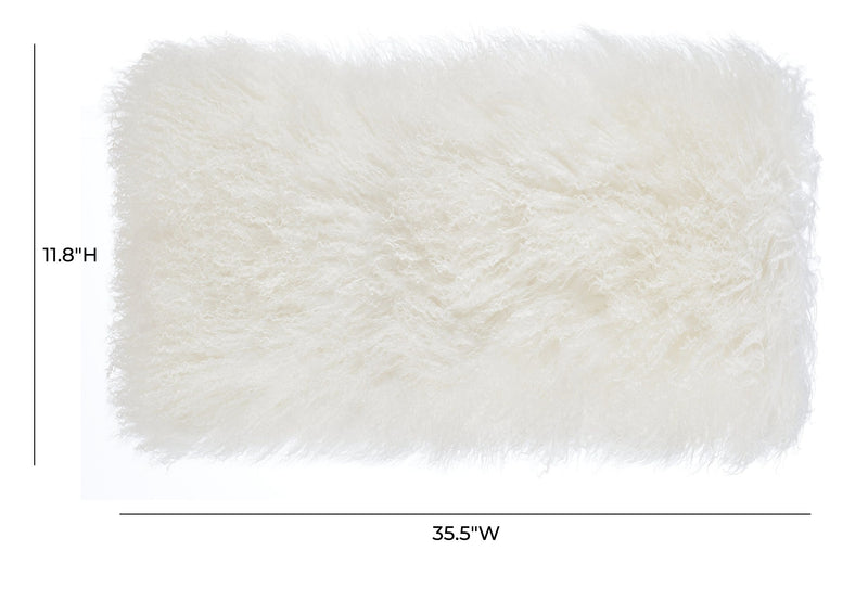 January White Sheep Fur Long Pillow - Luxury Living Collection