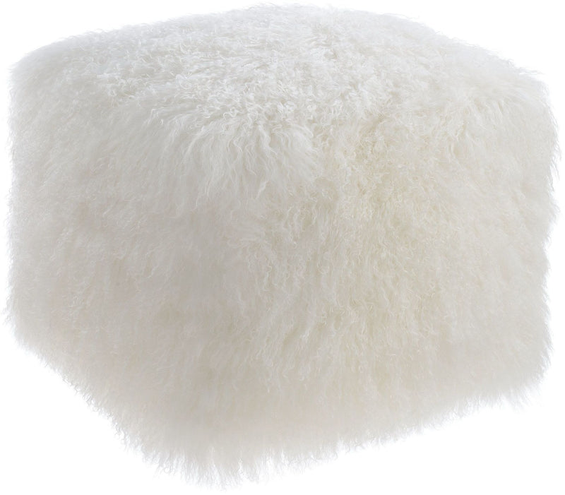 January White Sheep Fur Pouf - Luxury Living Collection