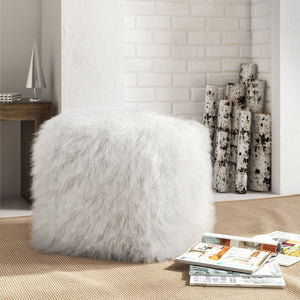 January White Sheep Fur Pouf - Luxury Living Collection