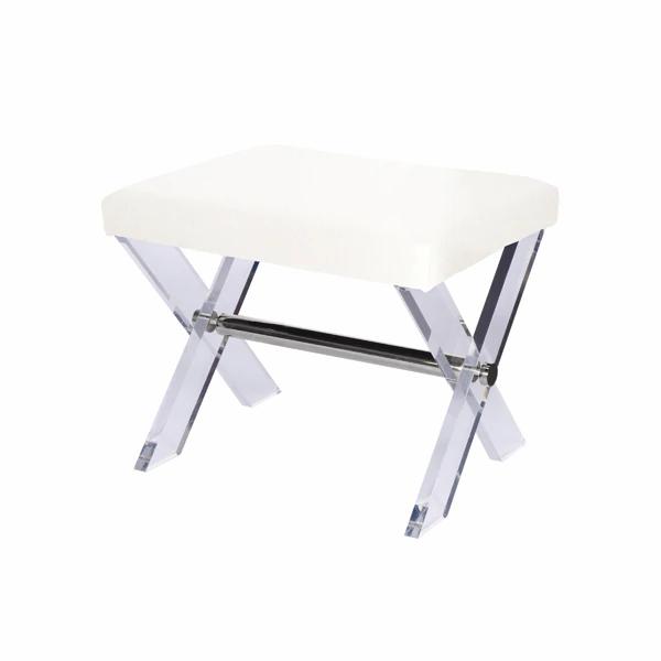 Wade White Linen With Polished Nickel Stool