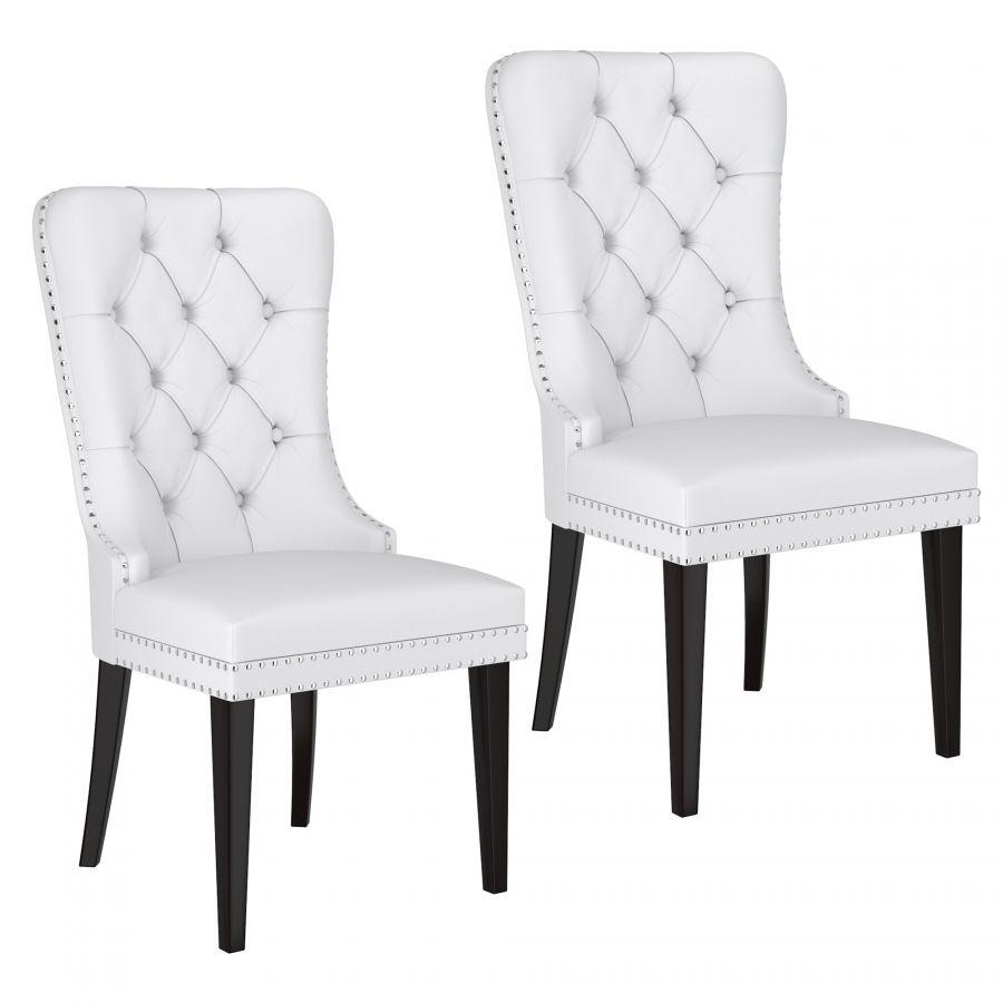 Macie White Faux Leather Side Chairs (Set of 2)