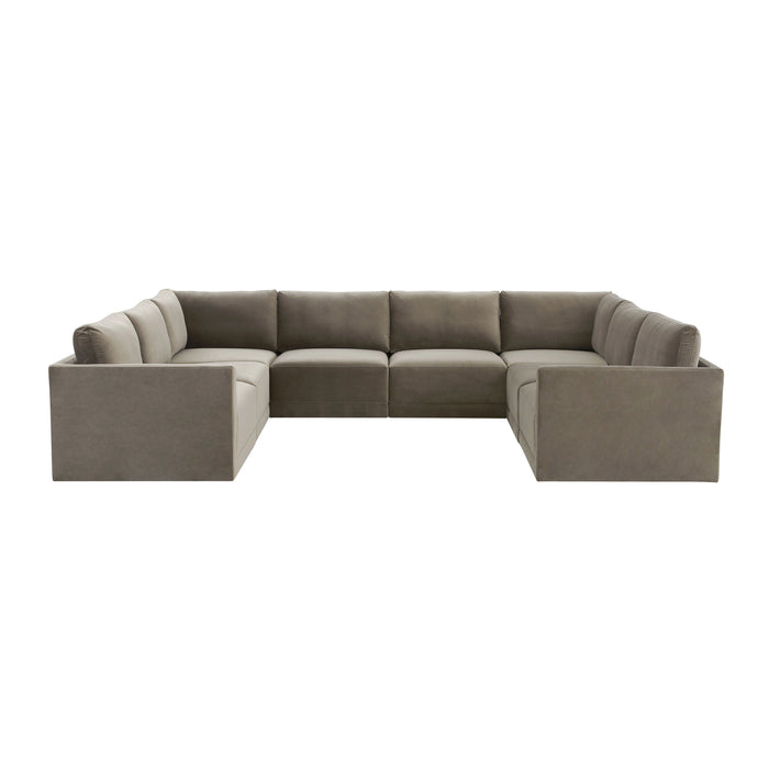 Valentina Taupe Velvet Modular Large U Sectional Sofa - Luxury Living Collection