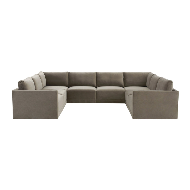 Valentina Taupe Velvet Modular Large U Sectional Sofa - Luxury Living Collection