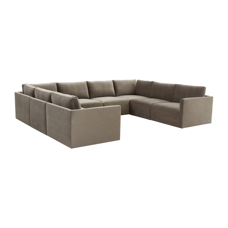 Valentina Taupe Velvet Modular Large U Sectional Sofa - Luxury Living Collection