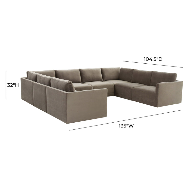 Valentina Taupe Velvet Modular Large U Sectional Sofa - Luxury Living Collection