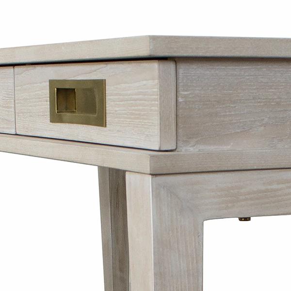 Xerxes 52" Light Cerused Oak & Brass Desk