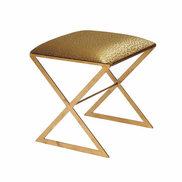 Emani Gold Dot Upholstery With Gold Frame X Stool