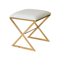 Emani Cream Ostrich Upholstery With Gold Frame X Stool
