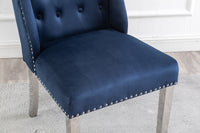 Marianna Blue Fabric with Chrome Legs & Back Handle Dining Chairs (Set of 2)