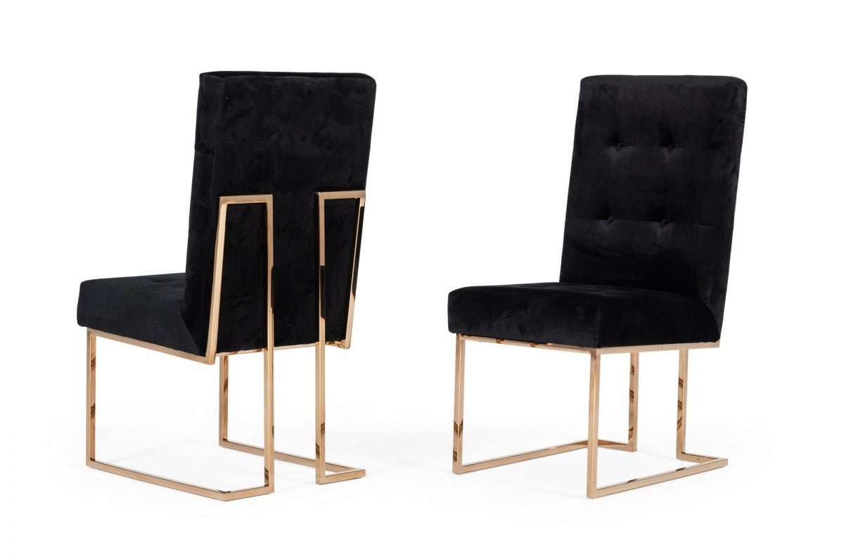 Erra Modern Black Fabric & Rosegold Dining Chairs (Set of 2)