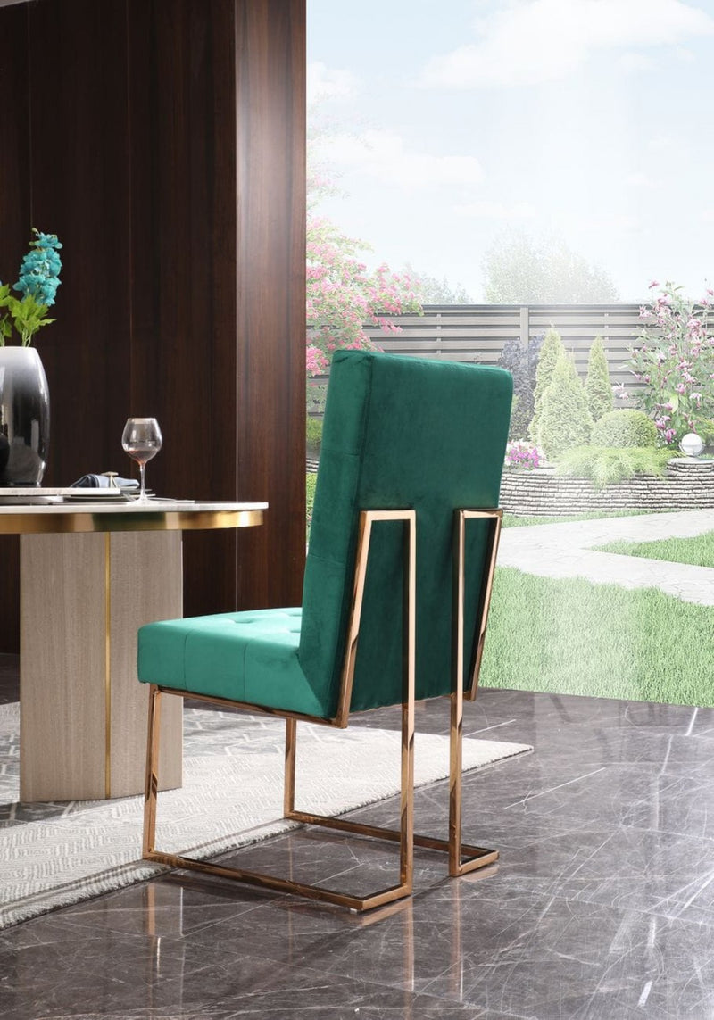 Erra Modern Green Velvet & Rosegold Dining Chairs (Set of 2)