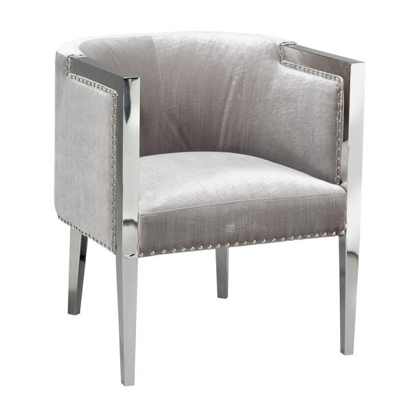 Moda Light Grey Velvet Accent Chair