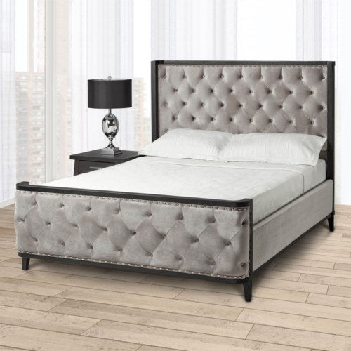 Tenessee Grey Velvet Bed