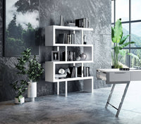 Elexis Modern White High Gloss Bookcase