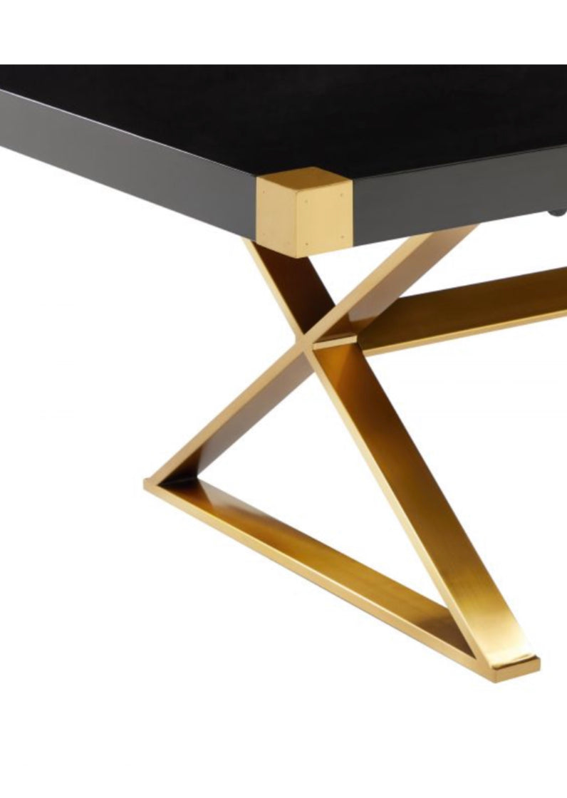 Lanvina Black Lacquer and Gold Dining Table - Luxury Living Collection