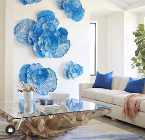 Blue Wall Flower Art