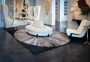 Tillie Noir Burst Wool & Silk Area Rug - Elegance Collection