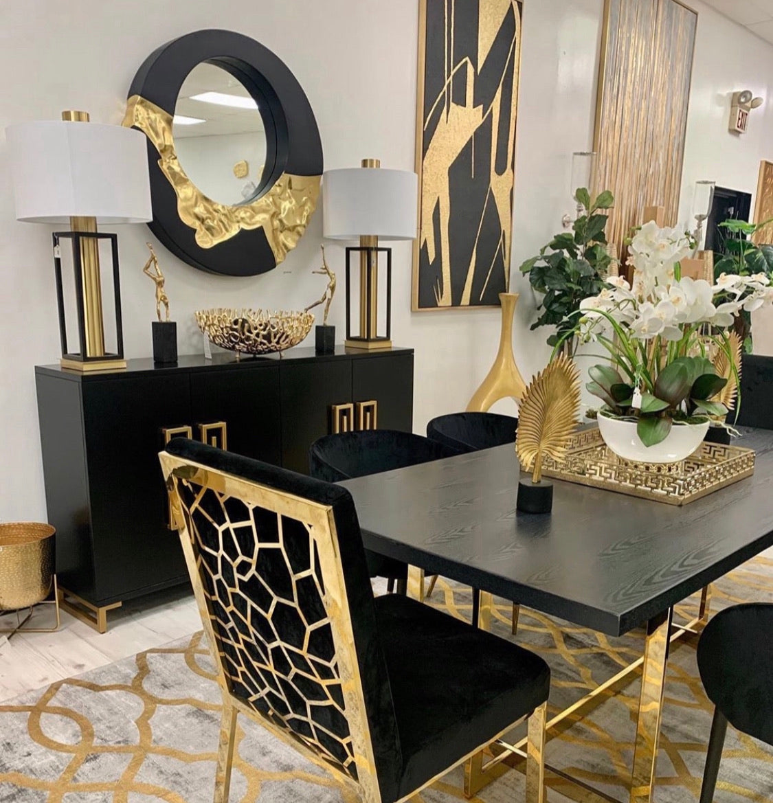 Bayfield Black Velvet with Gold Frame Dining Chair